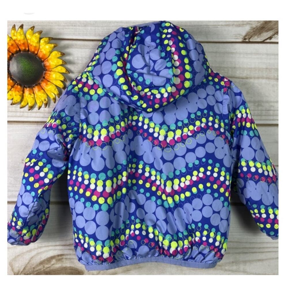 The North Face Girls Hooded Jacket 4T Blue Multicolor Dot Print Purple
